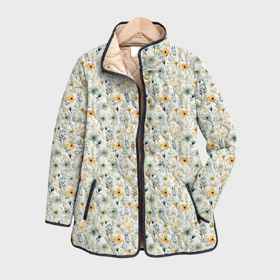 Greer | Cream Meadow Quilted Jacket