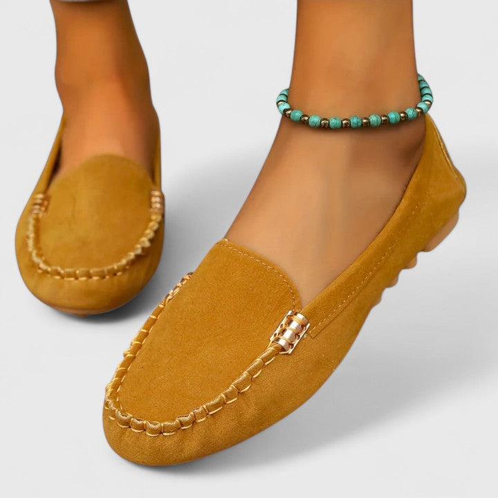 Heidi | Suede-Look Moccasin Loafers, colour Mustard