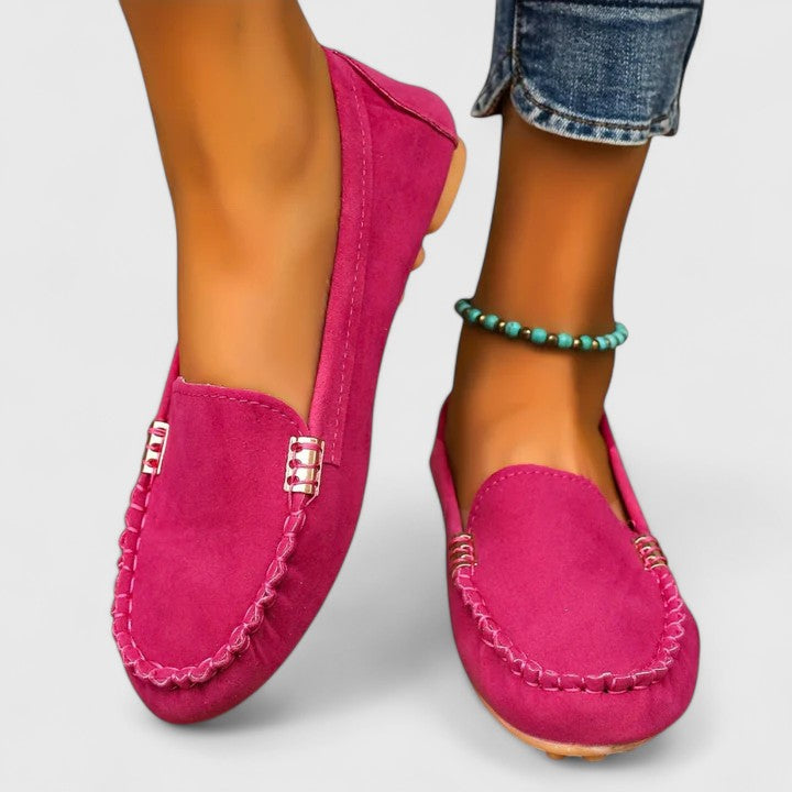 Heidi | Suede-Look Moccasin Loafers, colour Pink