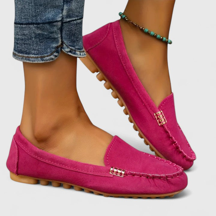 Heidi | Suede-Look Moccasin Loafers, colour Pink