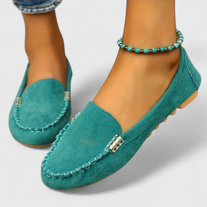 Heidi | Suede-Look Moccasin Loafers, colour Turquoise