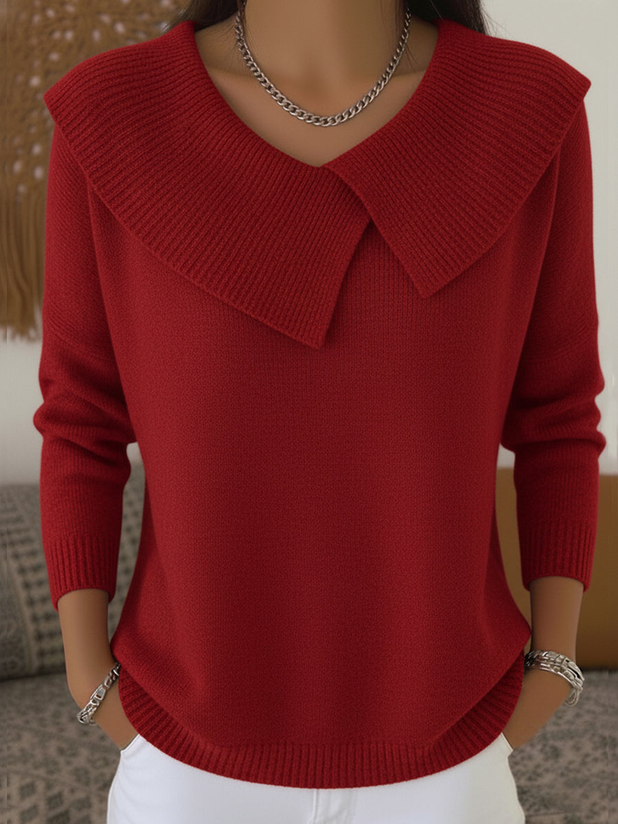 Honor | Fold-Over Collar Jumper, colour Red