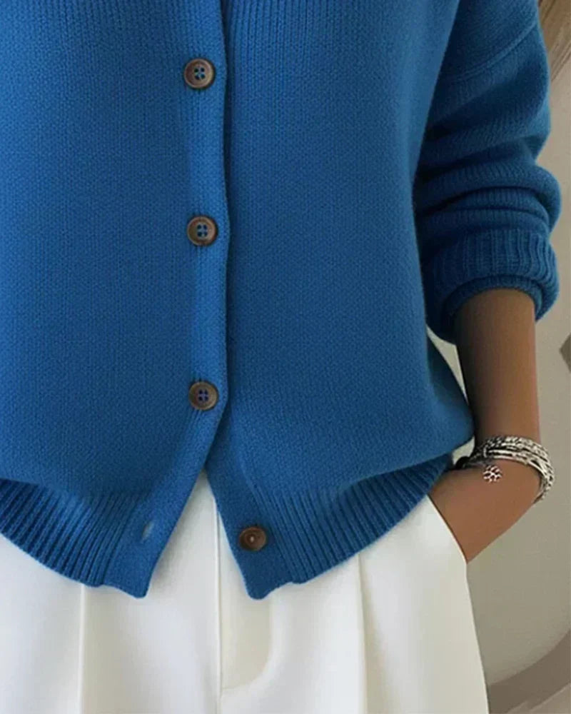 Ivy | Collared Cropped Cardigan, colour Blue