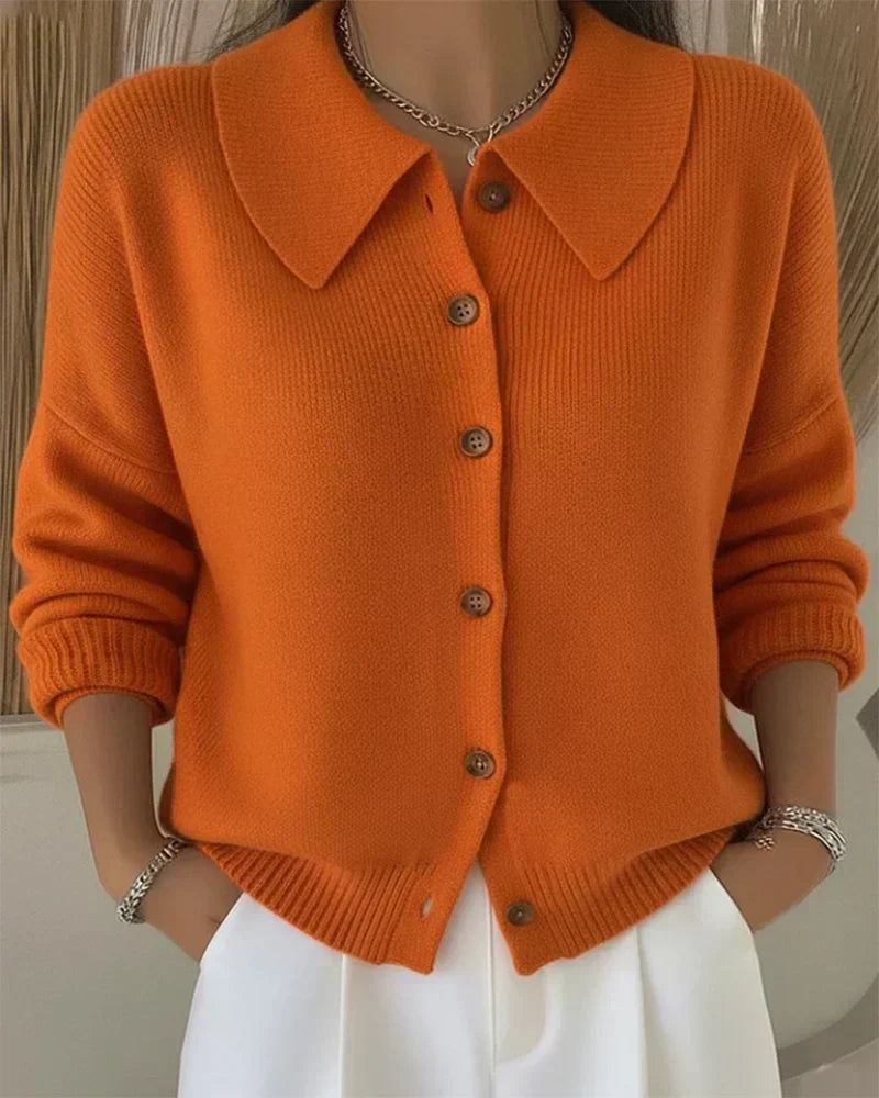 Ivy | Collared Cropped Cardigan, colour Orange