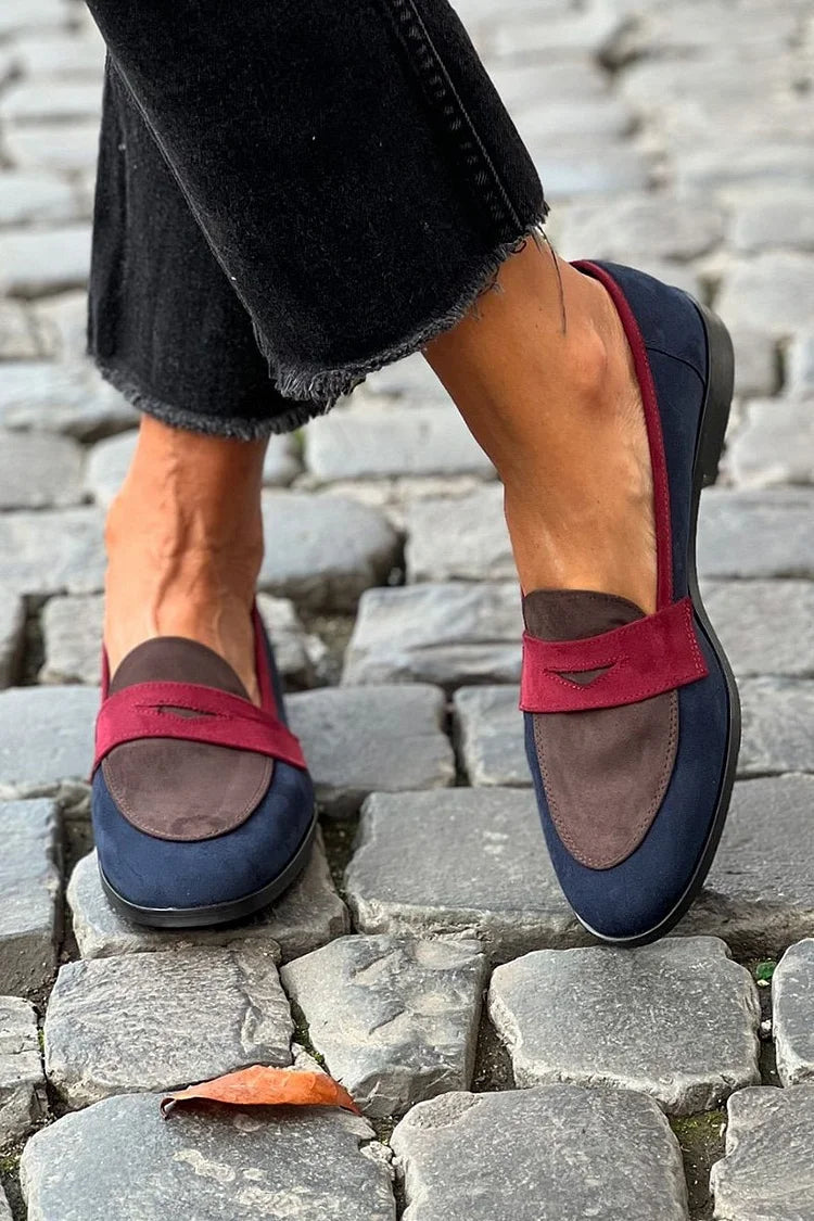 Janelle | Navy Mesh Penny Loafers, colour Blue