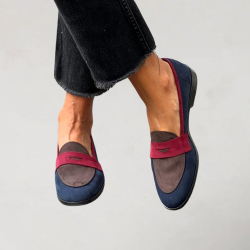 Janelle | Navy Mesh Penny Loafers, colour Blue