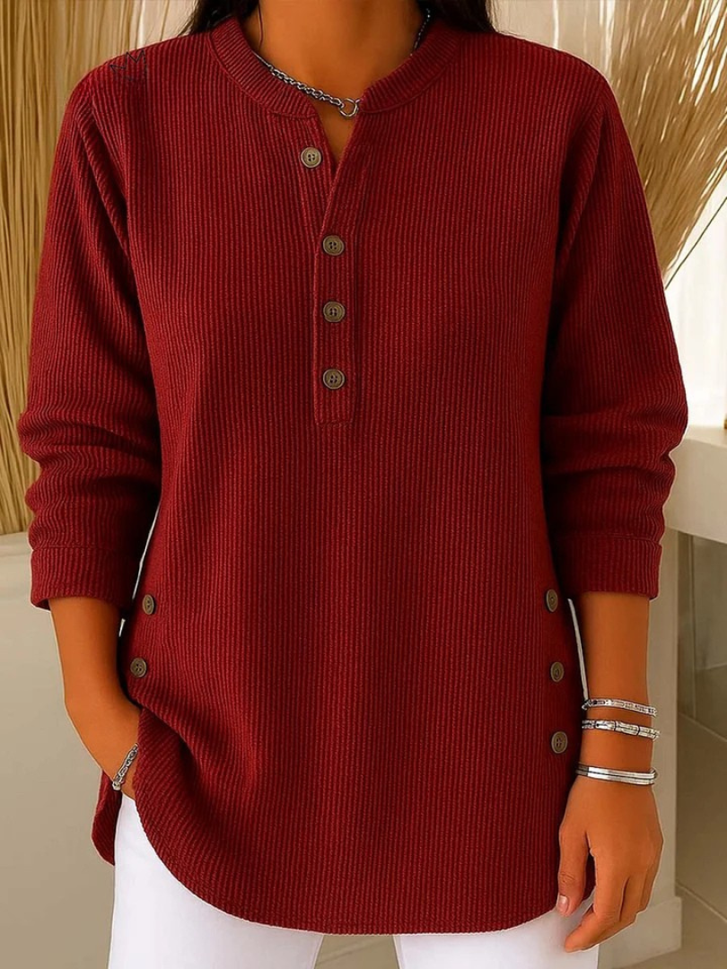 Jemima | Ribbed Henley Tunic, colour Burgundy