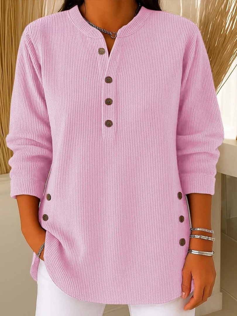 Jemima | Ribbed Henley Tunic, colour Soft Pink