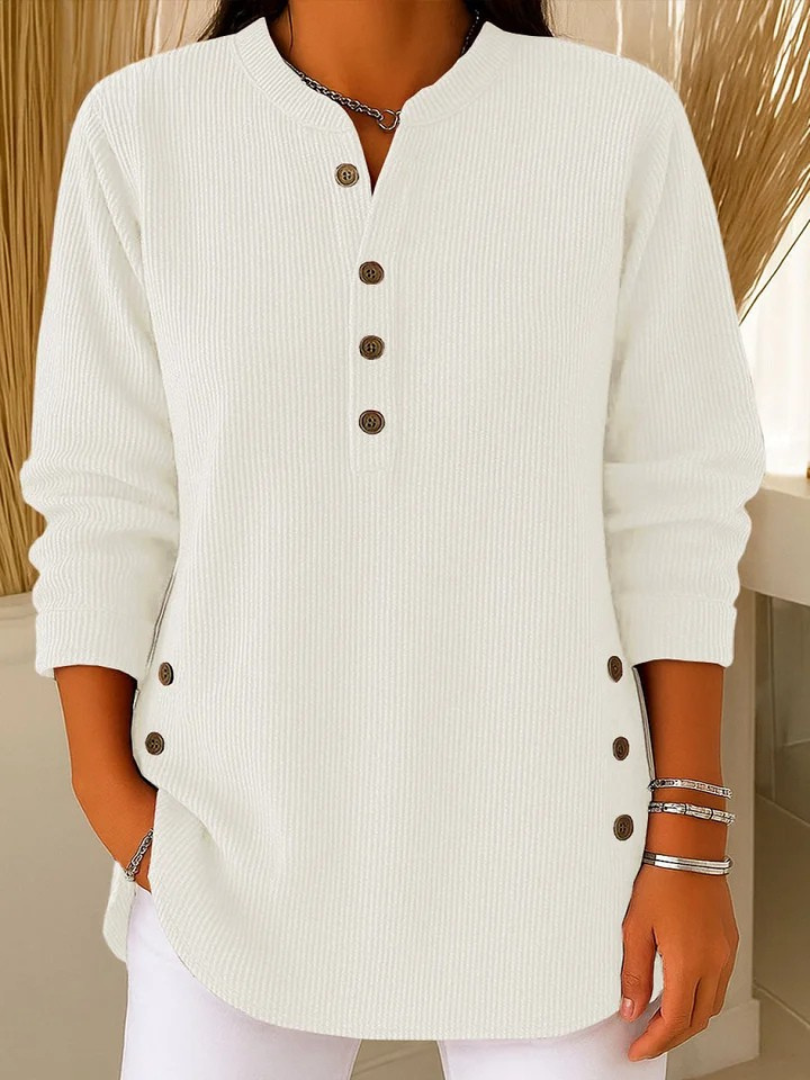 Jemima | Ribbed Henley Tunic, colour White