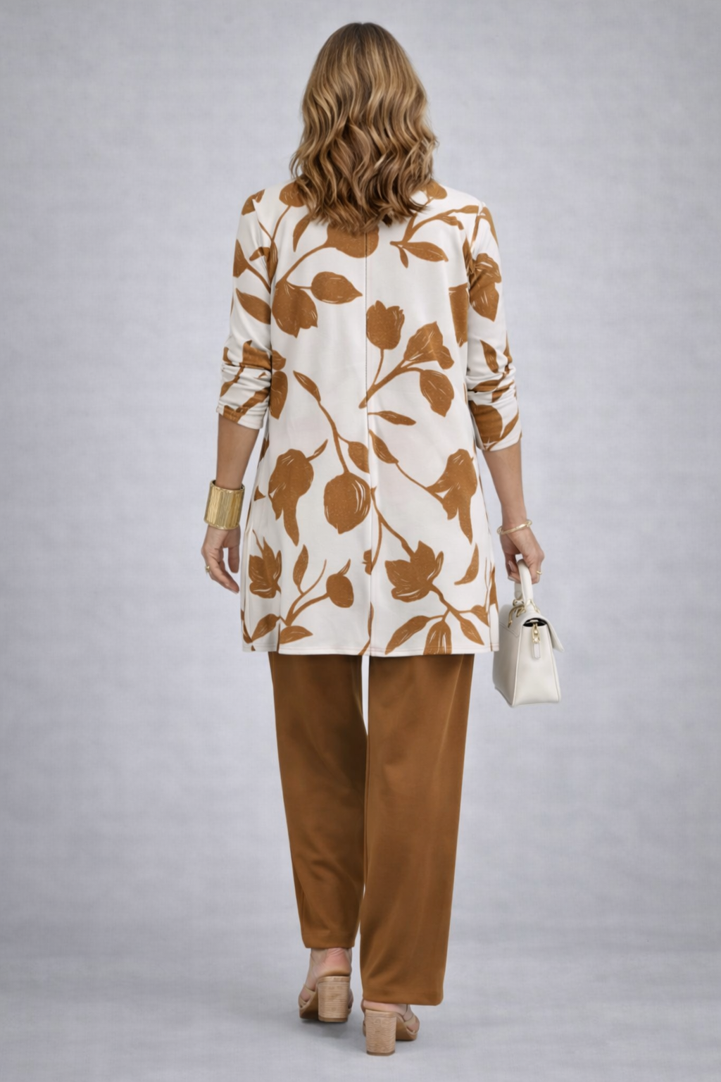 Jennie | Caramel Floral Print Three-Piece Set, colour Caramel