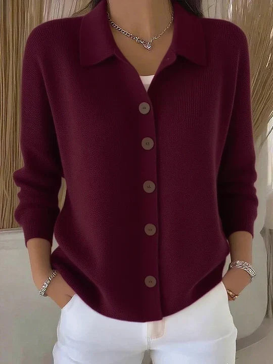 Josie | Collared Button Cardigan, colour Burgundy