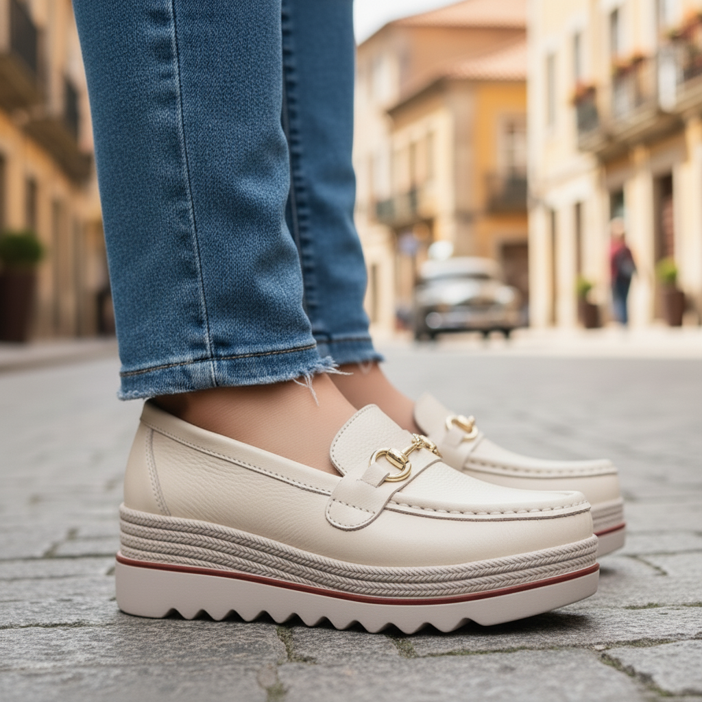 Keira | Chunky Sole Bit Loafers, colour White