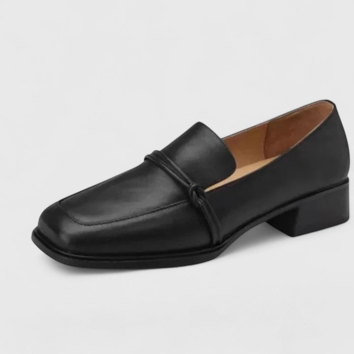 Kirsty | Square-Toe Low Heel Loafers, colour Black