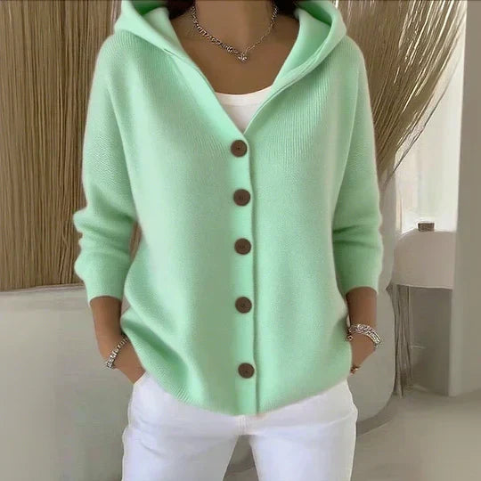 Kitty | Hooded Button Cardigan, colour Green