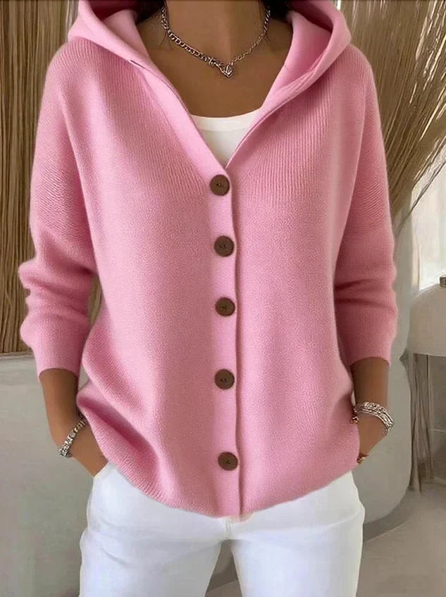 Kitty | Hooded Button Cardigan, colour Pink