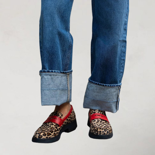 Lauren | Leopard Lug Sole Loafers, colour Leopard Red