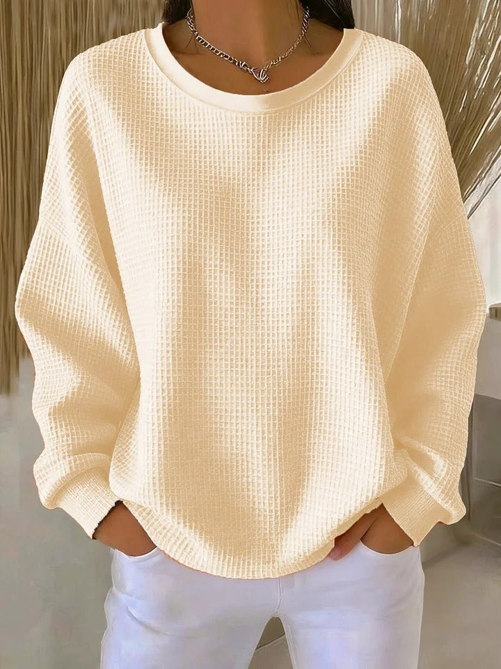 Letitia | Waffle Knit Crew Jumper, colour Apricot