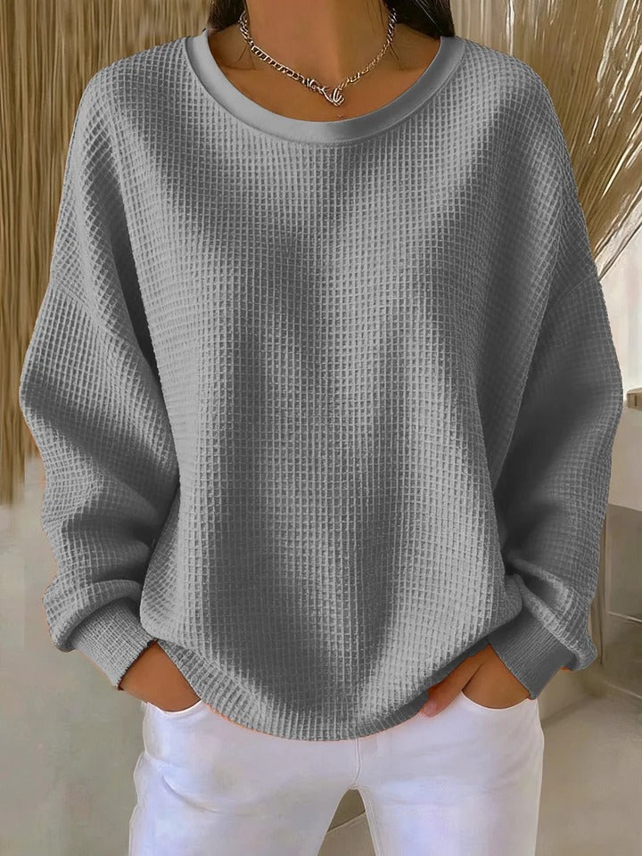 Letitia | Waffle Knit Crew Jumper, colour Grey