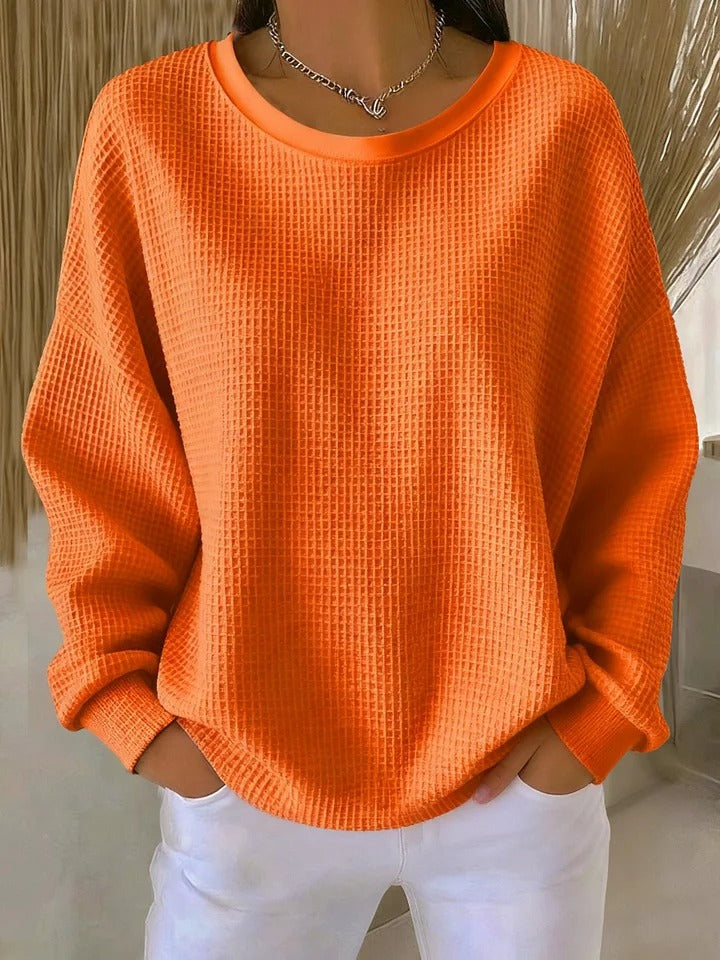 Letitia | Waffle Knit Crew Jumper, colour Orange