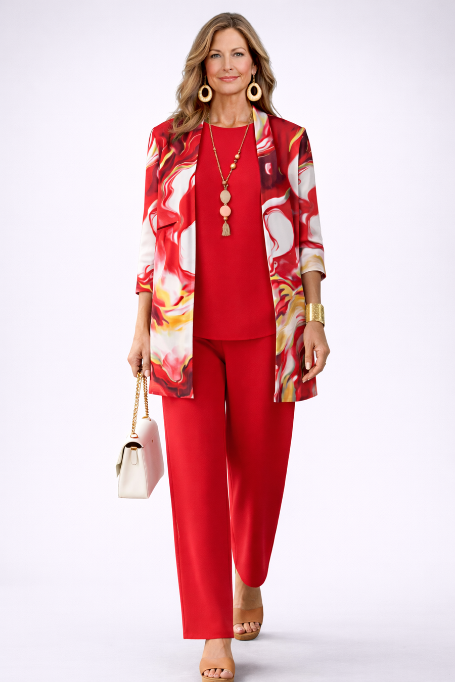 Lillie | Red Swirl Print Three-Piece Set