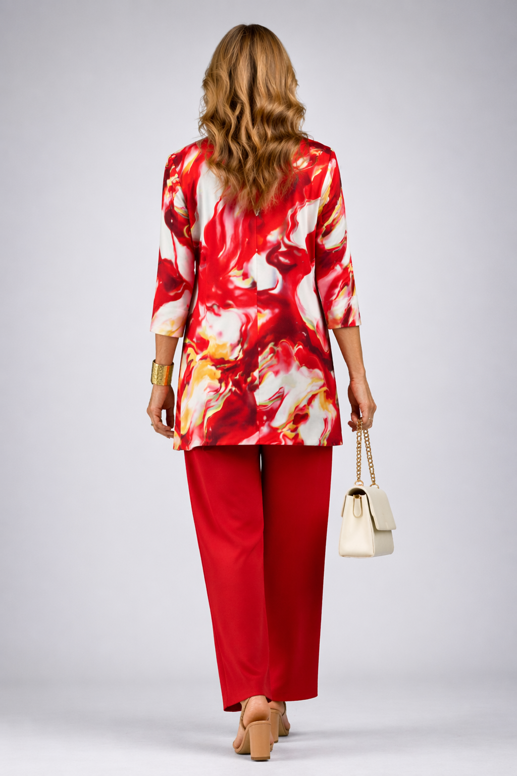 Lillie | Red Swirl Print Three-Piece Set, colour Red