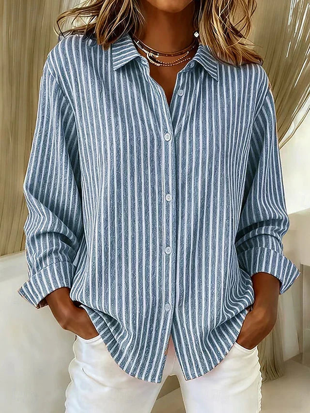 Linnea | Striped Button Shirt, colour Blue