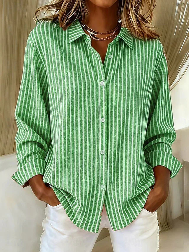 Linnea | Striped Button Shirt, colour Green
