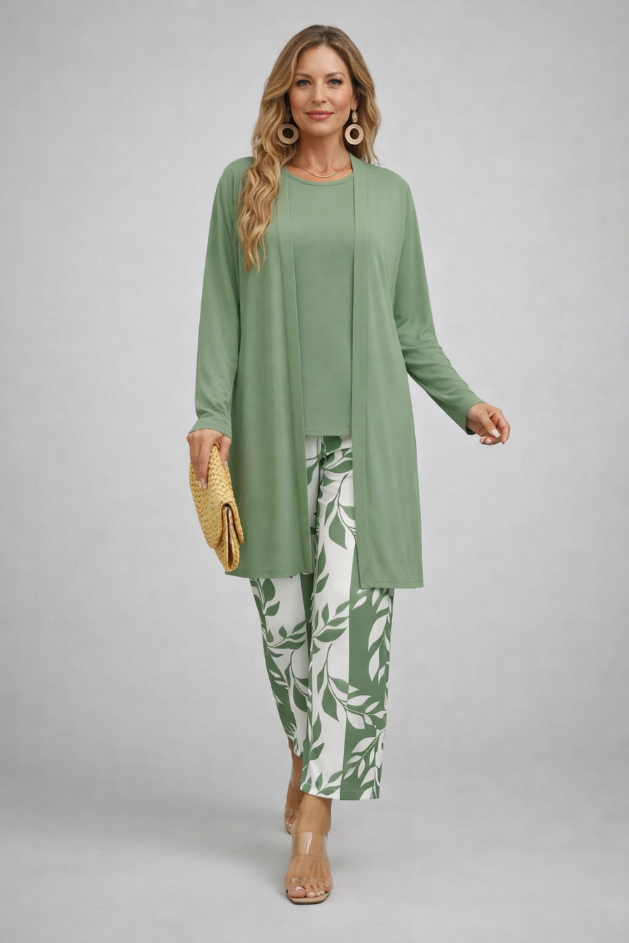 Lois | Green Three-Piece Set with Leaf Trousers