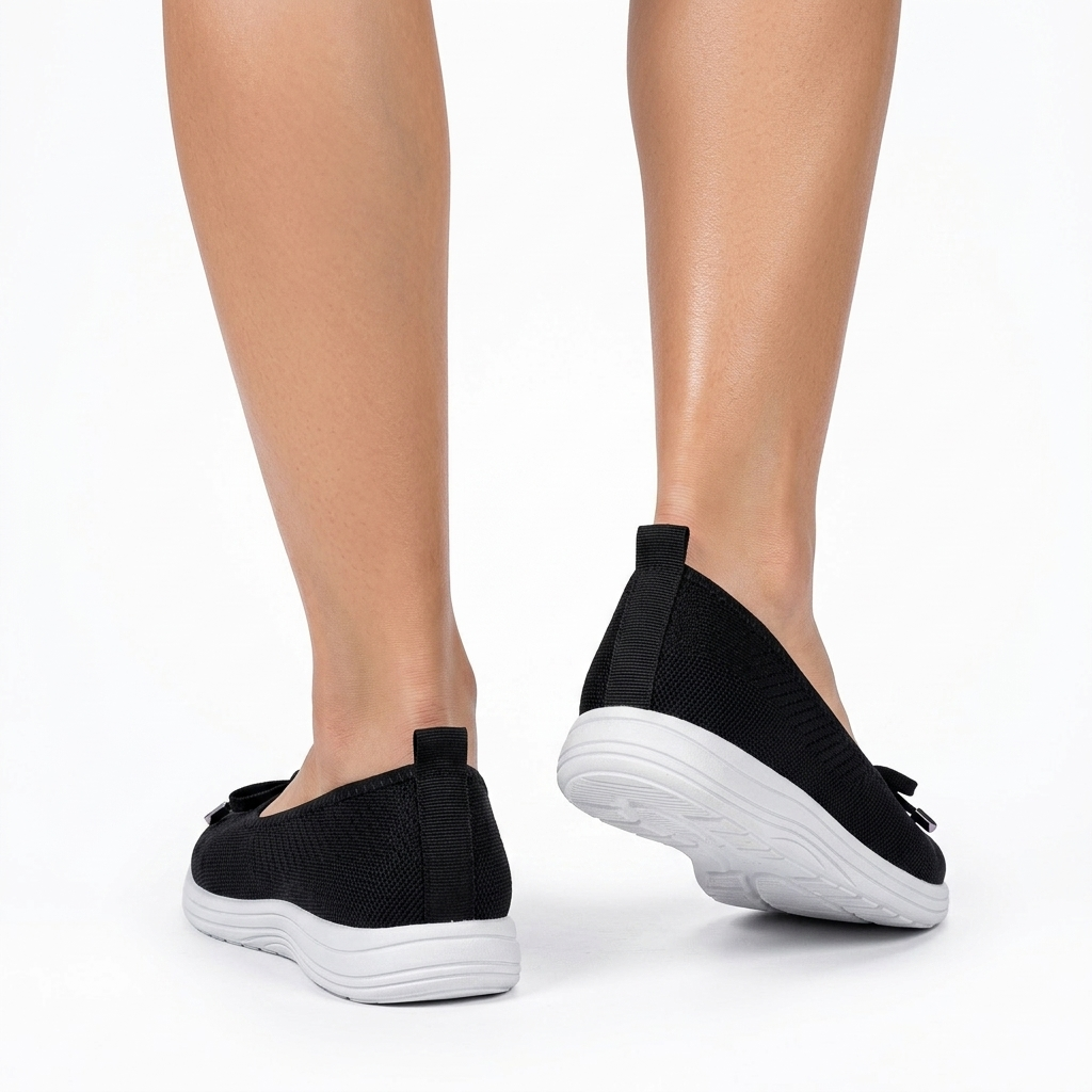 Lottie | Knit Bow Slip-On Flats, colour Black