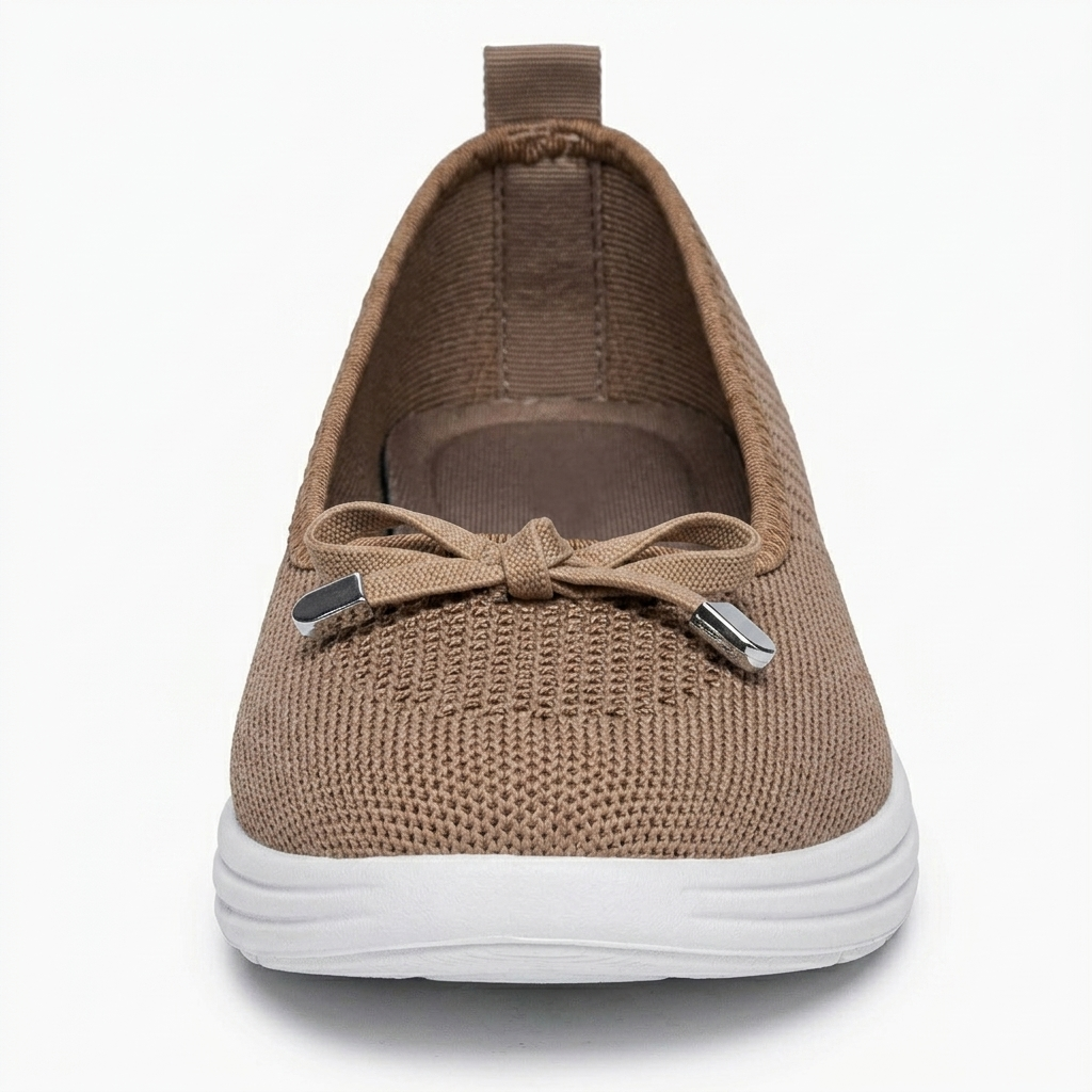 Lottie | Knit Bow Slip-On Flats, colour Sand