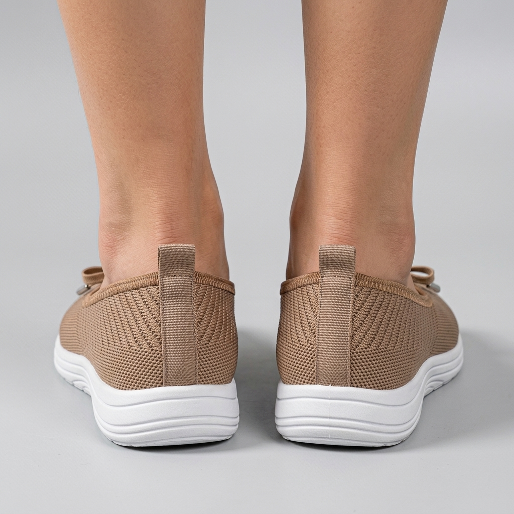 Lottie | Knit Bow Slip-On Flats, colour Sand