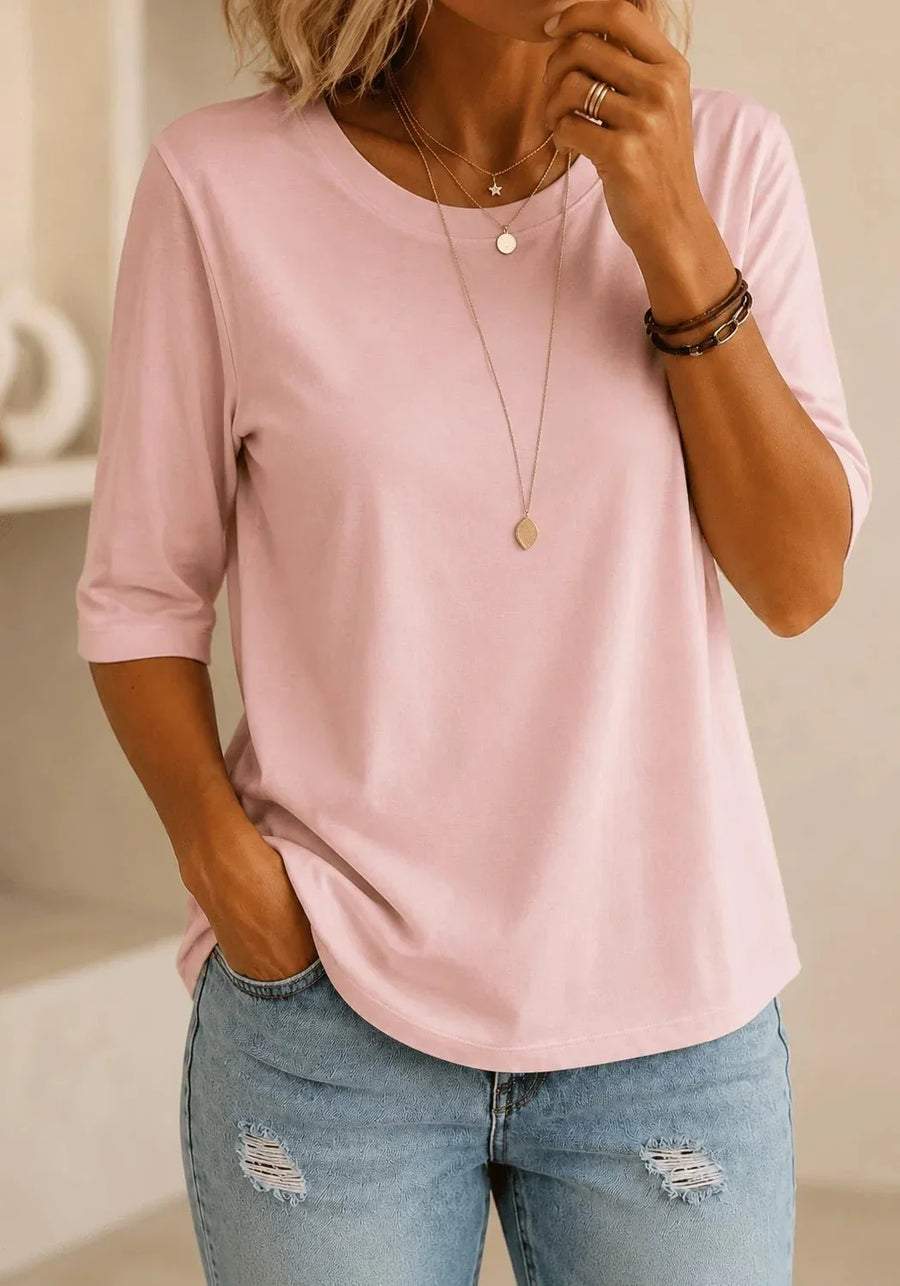 Louise | Soft Pink Round Neck Tee