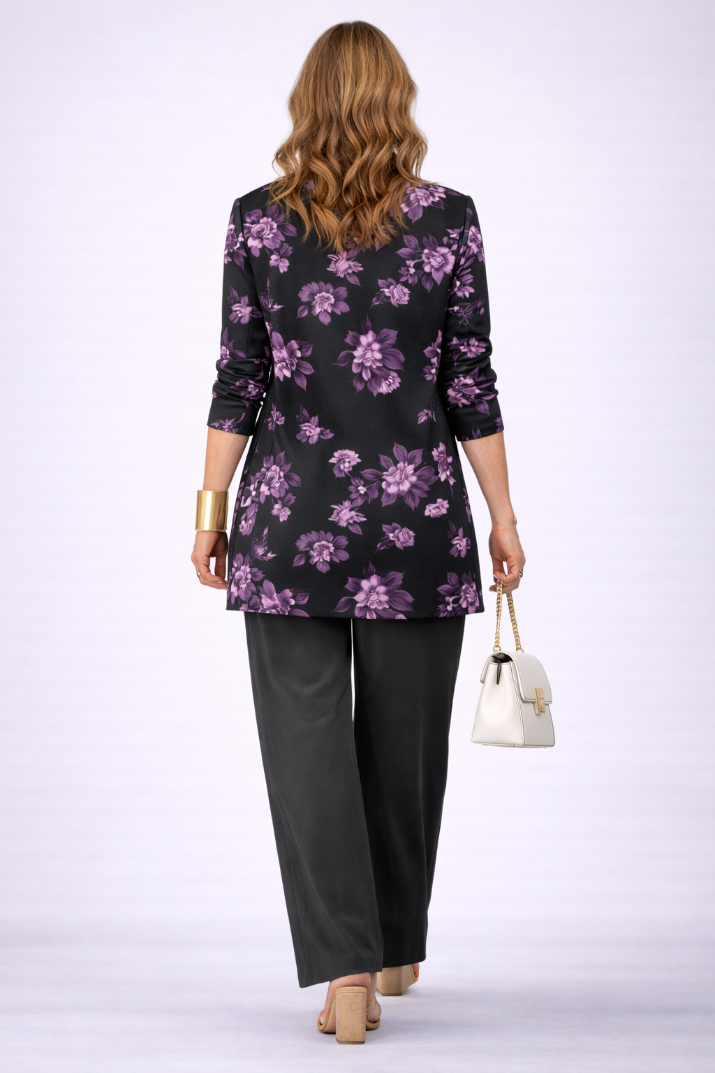 Marian | Black and Purple Floral Three-Piece Set, colour Purple and Black
