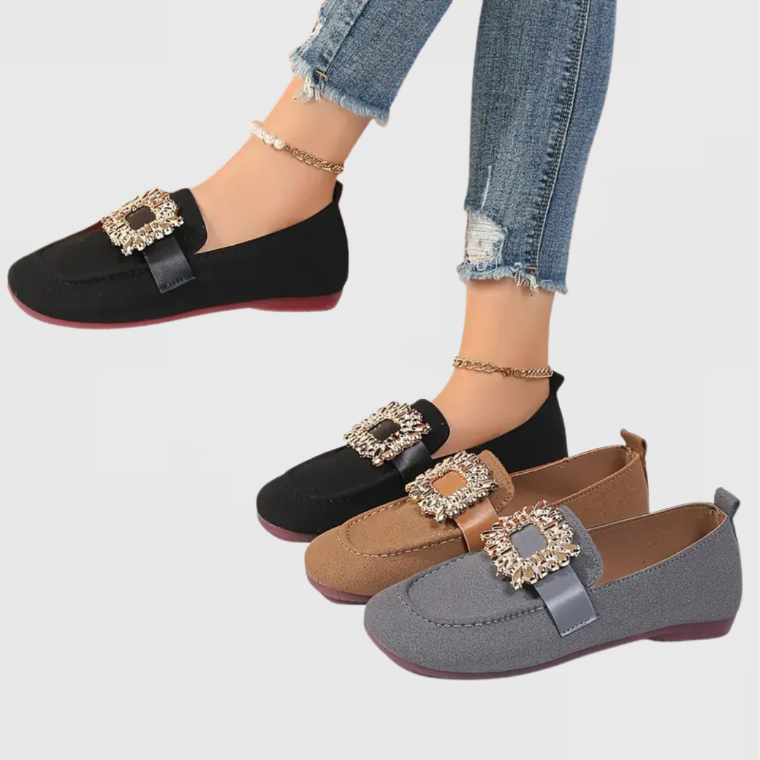 Mavis | Jewelled Buckle Soft Loafers