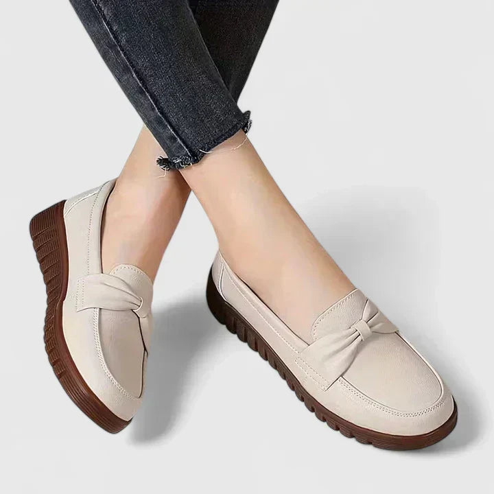 Melanie | Knot Detail Slip-On Loafers, colour Beige