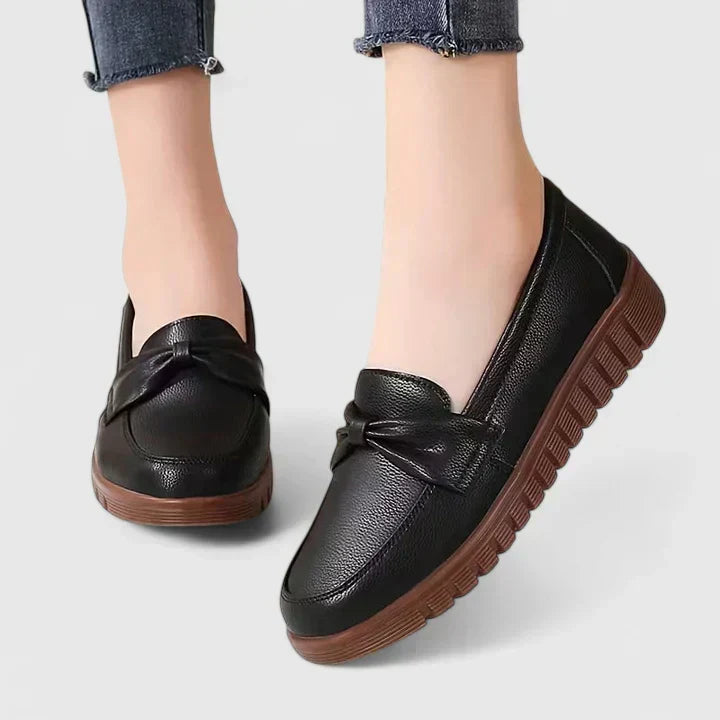 Melanie | Knot Detail Slip-On Loafers, colour Black