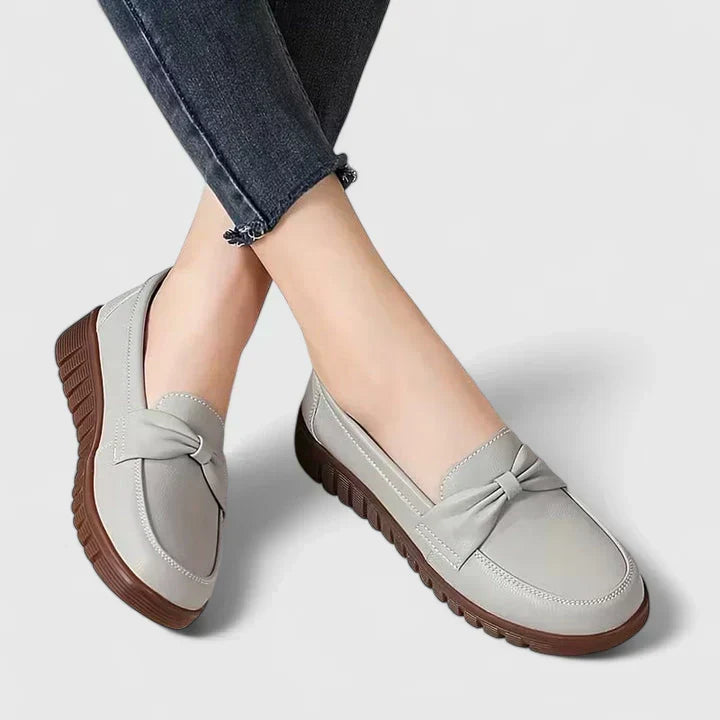 Melanie | Knot Detail Slip-On Loafers, colour Grey