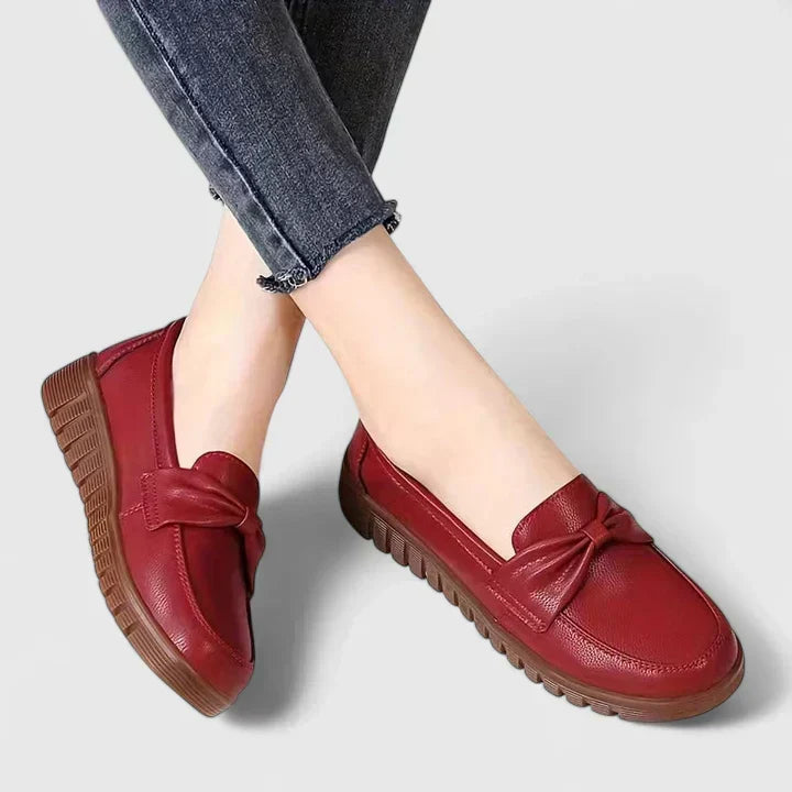 Melanie | Knot Detail Slip-On Loafers, colour Red