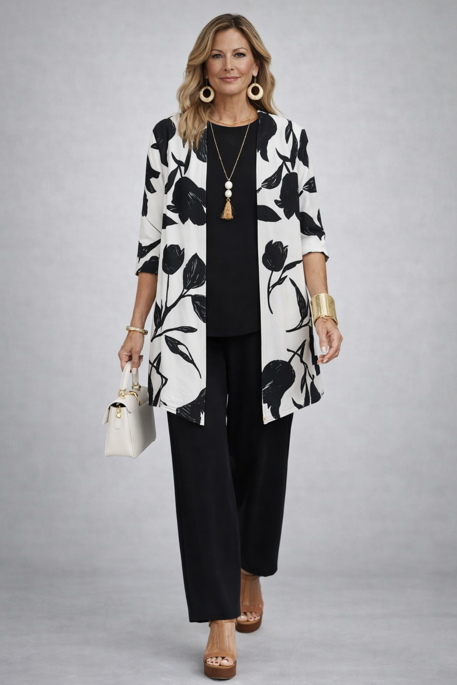 Mildred | Black Tulip Print Three-Piece Set
