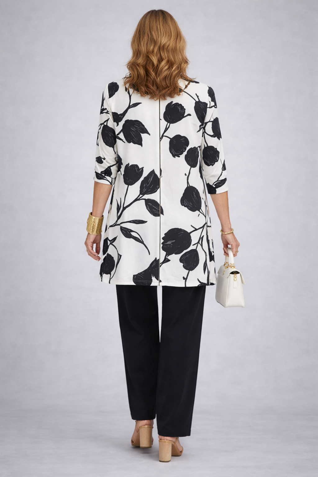 Mildred | Black Tulip Print Three-Piece Set, colour Black and White