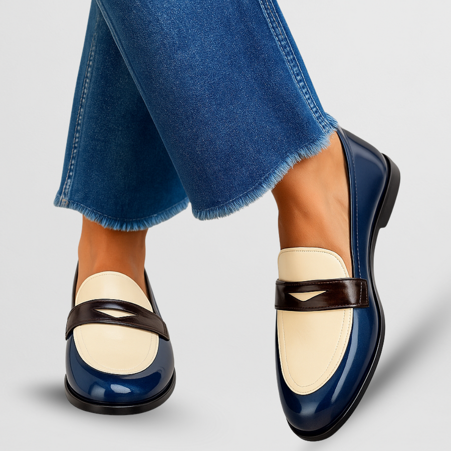Minerva | Two-Tone Patent Penny Loafers