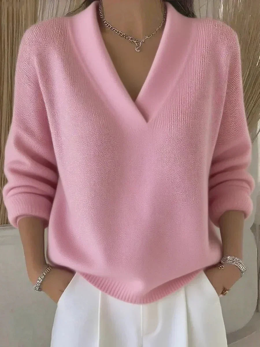 Nancy | Relaxed V-Neck Jumper, colour Pink