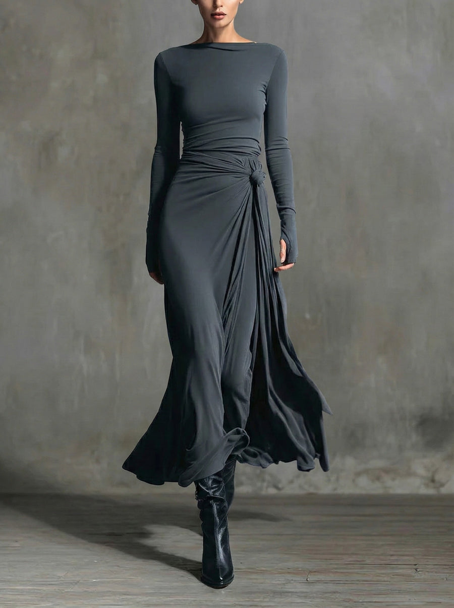 Naomi | Long Sleeve Side Knot Maxi Dress
