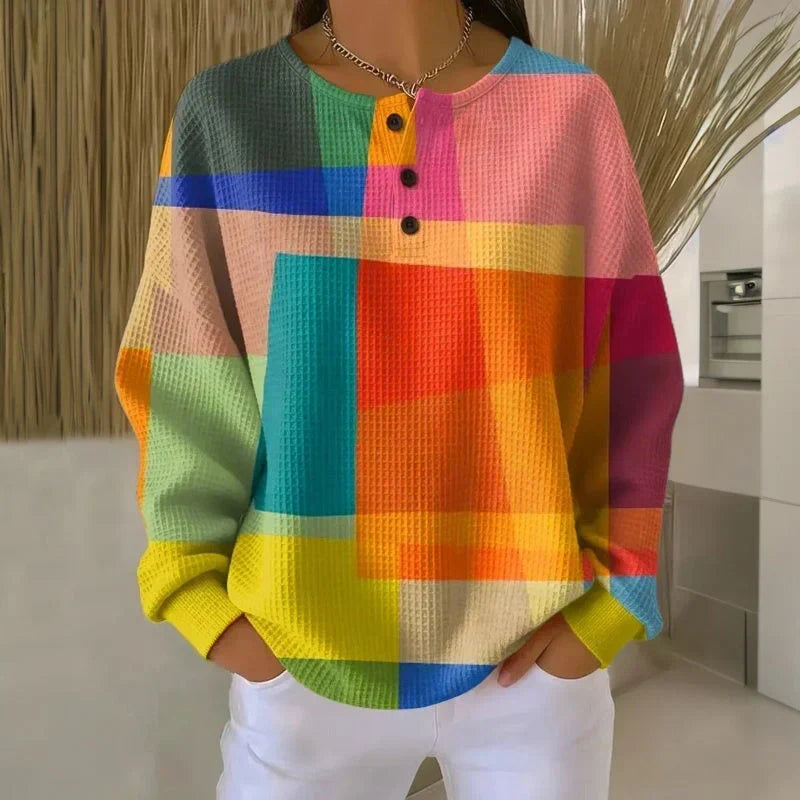 Nell | Colour-Block Waffle Jumper, colour Multicolour