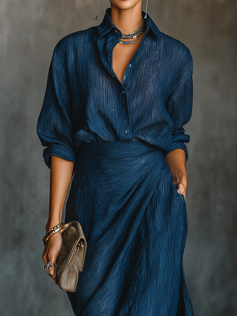 Nina | Blue Shirt and Maxi Skirt Co-ord, colour Blue