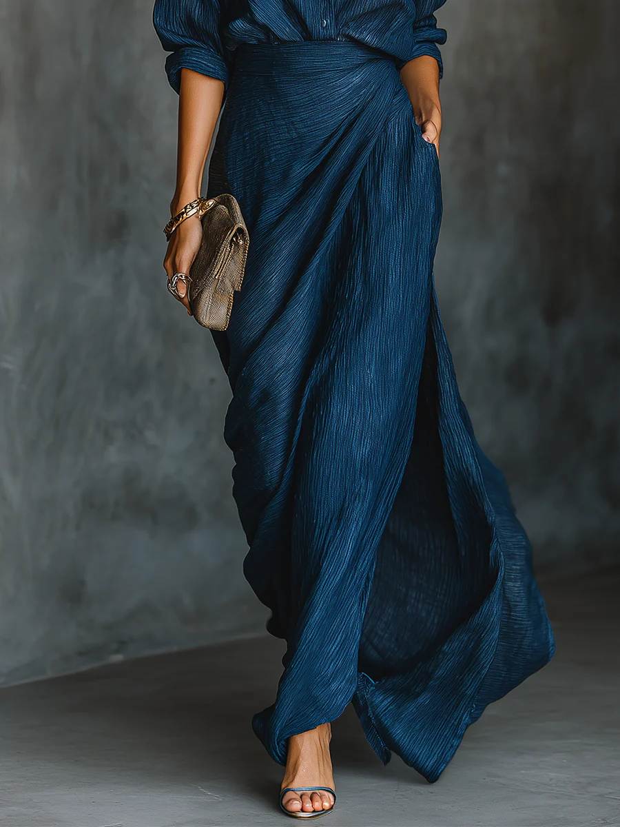 Nina | Blue Shirt and Maxi Skirt Co-ord, colour Blue