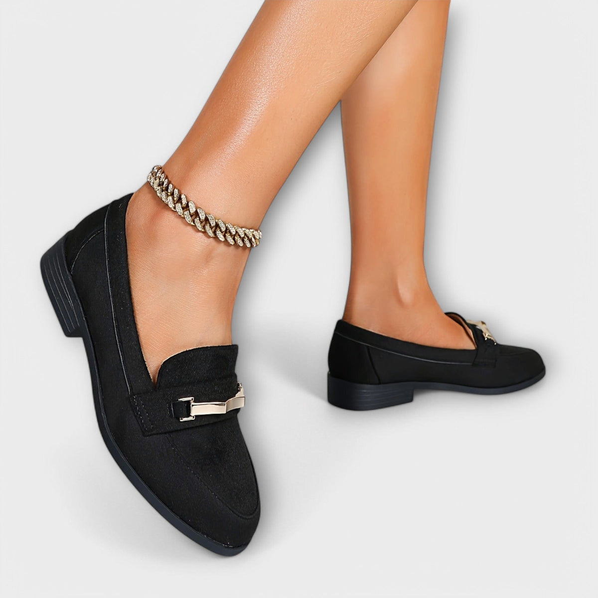 Alba | Suede-Finish Bar Loafers, colour Black