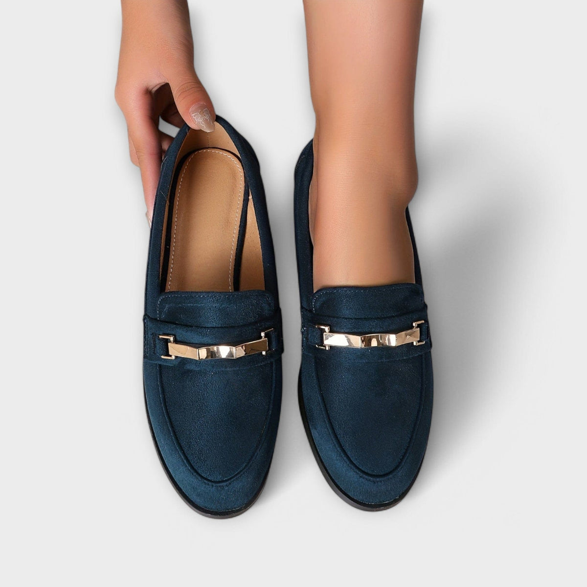 Alba | Suede-Finish Bar Loafers, colour Navy