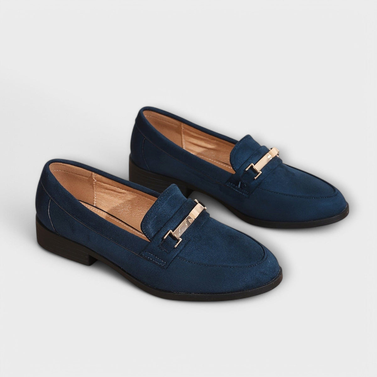 Alba | Suede-Finish Bar Loafers, colour Navy