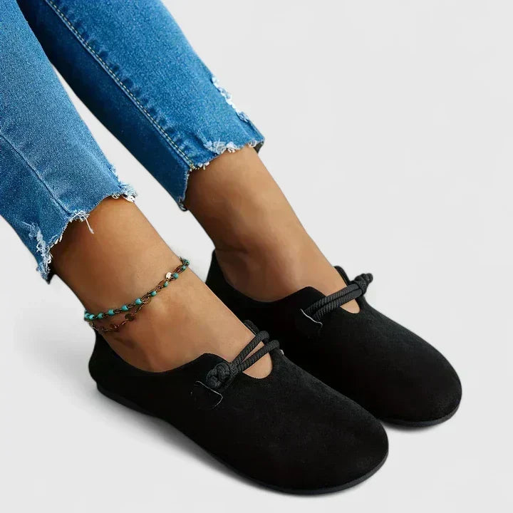Norah | Suede-Look Cord Detail Flats, colour Black